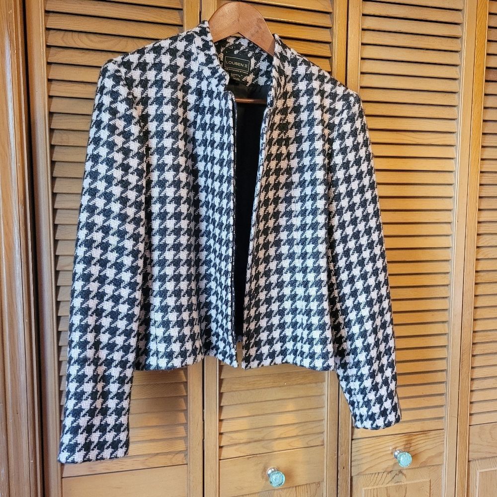 Louben II Herringbone Light Pink & Black Jacket with Silver Details